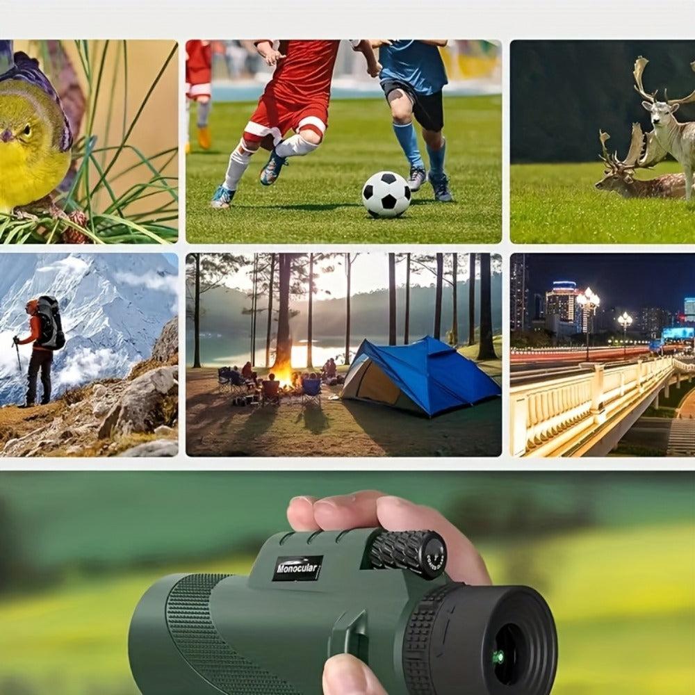 10x42 Monocular Telescope for Adults with Smartphone Adapter & Tripod | HD FMC Lens, Waterproof, Portable Handheld for Bird Watching, Hiking, Hunting, Camping, Concerts, Sports Events & Travel