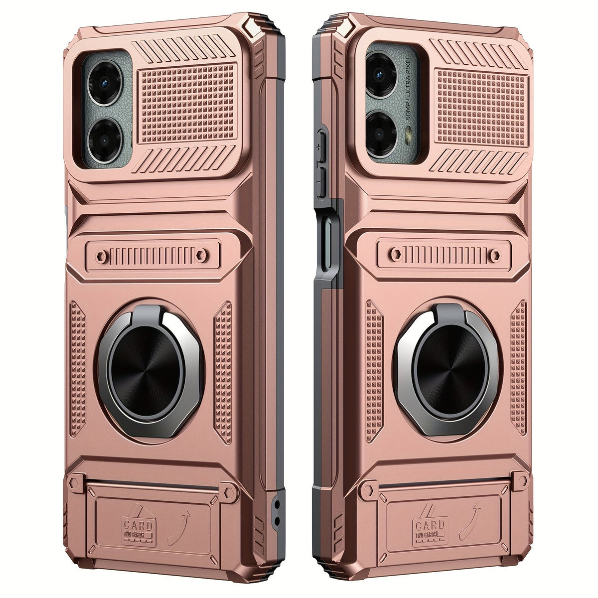 Wallet Moto G 5G 2025 2024 Case Card Holder 360° Ring Stand Dual Layer Shockproof Magnetic Car Mount Compatible Cover for Motorola Moto G 5G – Black Blue Red Rose Gold
