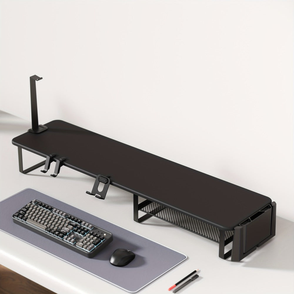 Monitor Stand Organizer with Headset Holder Phone Stand & Game Controller Holder, Versatile Desktop Riser for Computer Monitor Laptop, Gaming & Home Office Desk Organizer