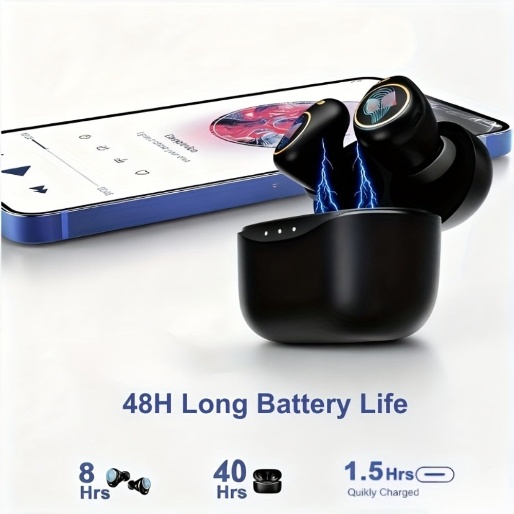 Monster True Wireless Earbuds Bluetooth 5.3 TWS Hi-Fi Sound Dual Noise-Cancelling Mic Touch Control Type-C Charging Case Lightweight Comfortable Fit Premium Black Gold Earphones