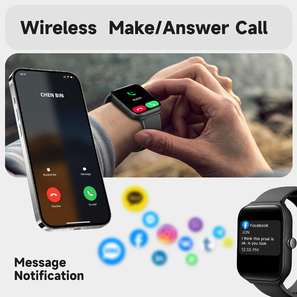 Fitness Tracker Smartwatch with Alexa Built-in FAWEIO 1.95" Large Display, Wireless Calling, 100+ Sport Modes, Pedometer Heart Rate Sleep Blood Oxygen, Compatible with iPhone & Android – Smart Watch for Men Women 11 Colors