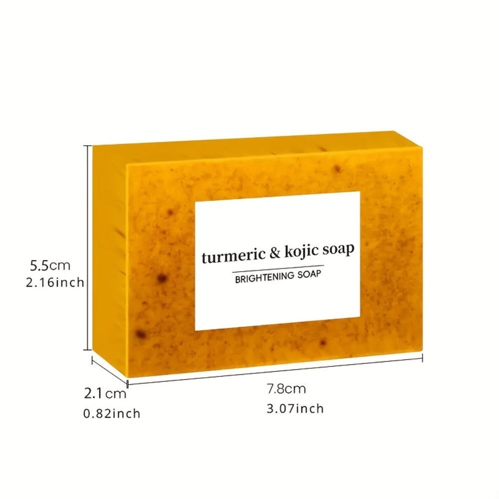 Turmeric Kojic Acid Brightening Soap Handmade Lemon Cold Process Deep Cleansing Hydrating Bar for Face & Body All Skin Types – Bundle Sets with Liquid Soap & Face Wash, Skincare Gift for Women