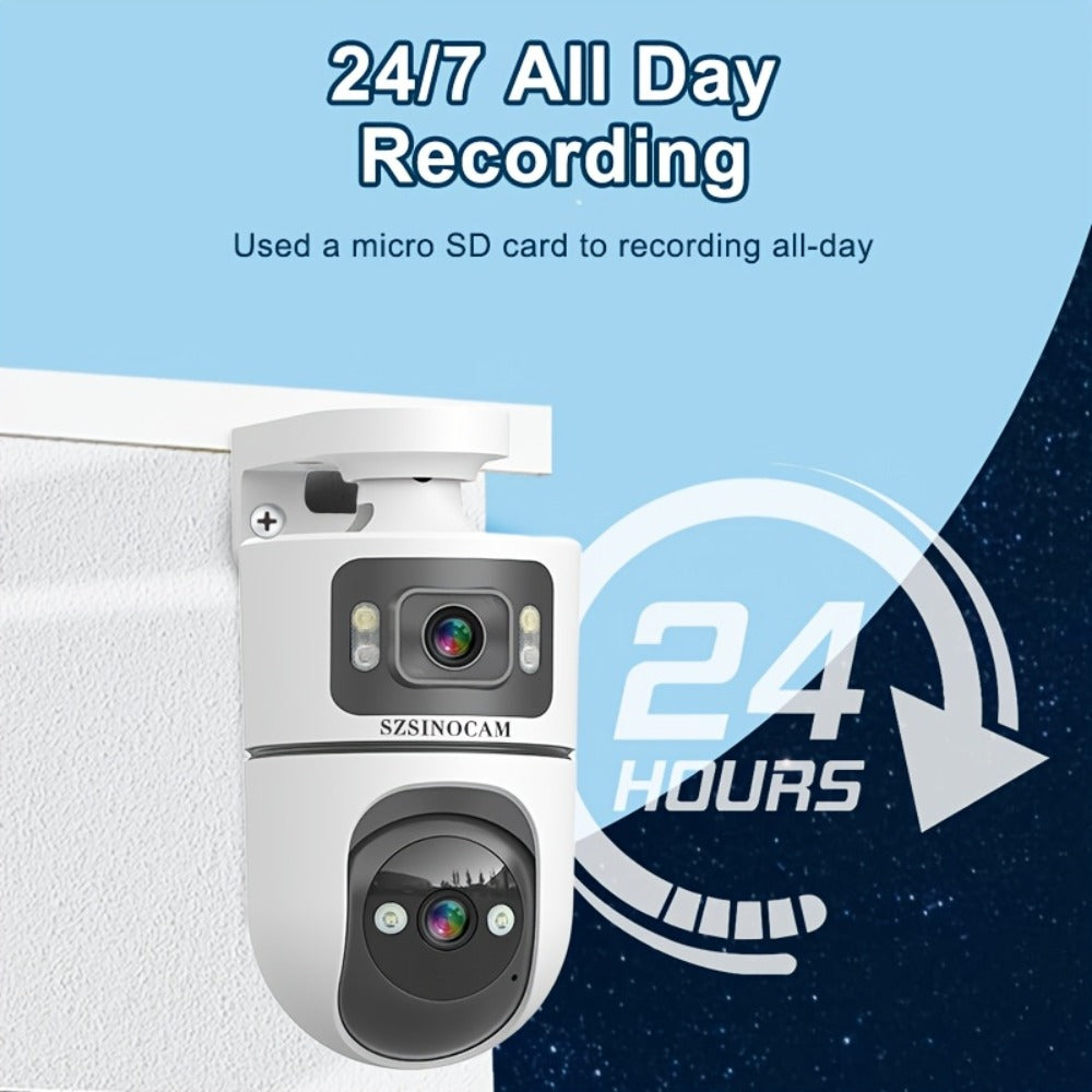 4K Dual Lens Security Camera WiFi Outdoor - 2160P Ultra HD, Dual Band 2.4G & 5GHz, Color Night Vision, Rain Proof, Tamper Detection, Two-Way Audio, Wall Mount for Home Indoor & Outdoor Surveillance