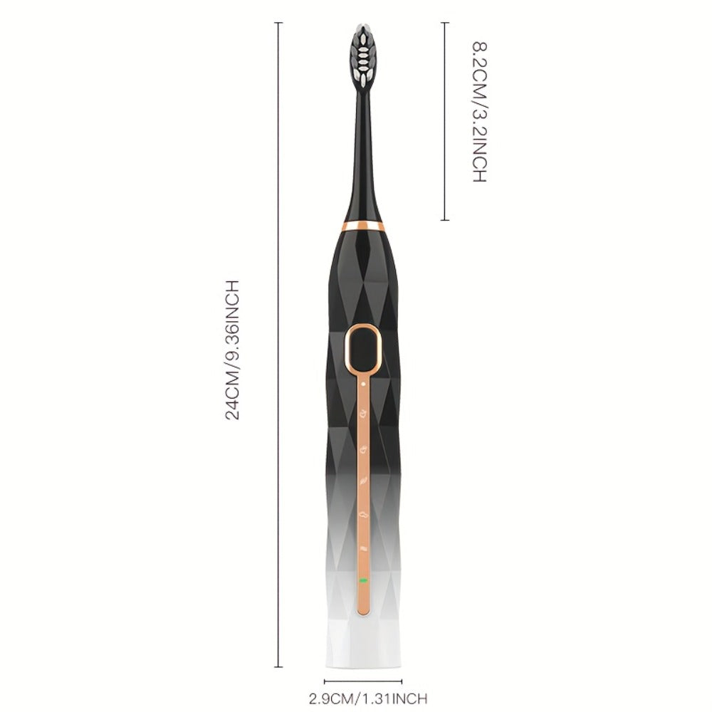 IPX8 Sonic Electric Toothbrush with 8 Replacement Brush Heads — Metal Shaft, USB Rechargeable 500mAh, Travel Case & Holder, Deep Plaque Removal for Adults Men & Women, 5 Colors