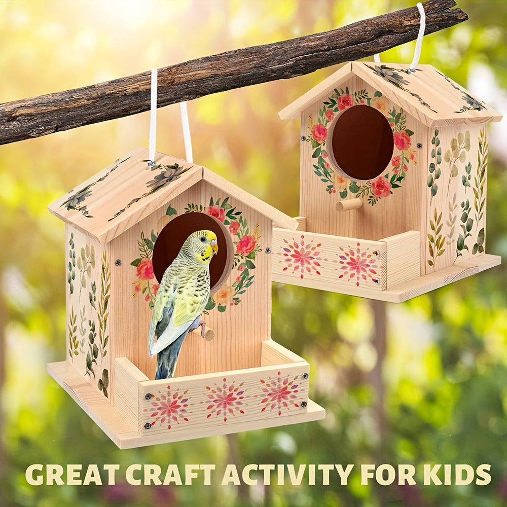 Wooden Birdhouse Building Kit for DIY Build-and-Paint Craft Projects