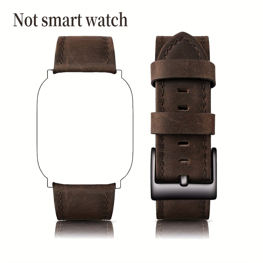 Apple Watch Band Leather for Men Classic Soft Synthetic Leather Strap Coffee Brown, Compatible with Apple Watch Ultra 2 Ultra 1 Series 9 8 7 6 5 4 3 2 1, 38mm 40mm 41mm 42mm – Men's Replacement Wristband