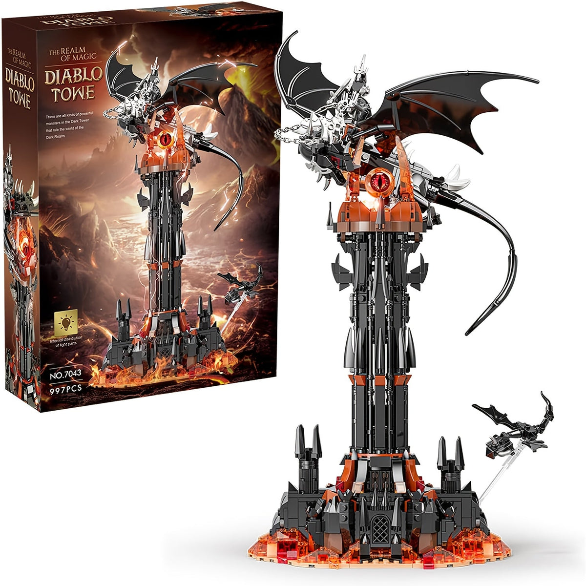 Dragon Castle Building Set, Black Dragon Guardian Tower Gothic Display Model Kit