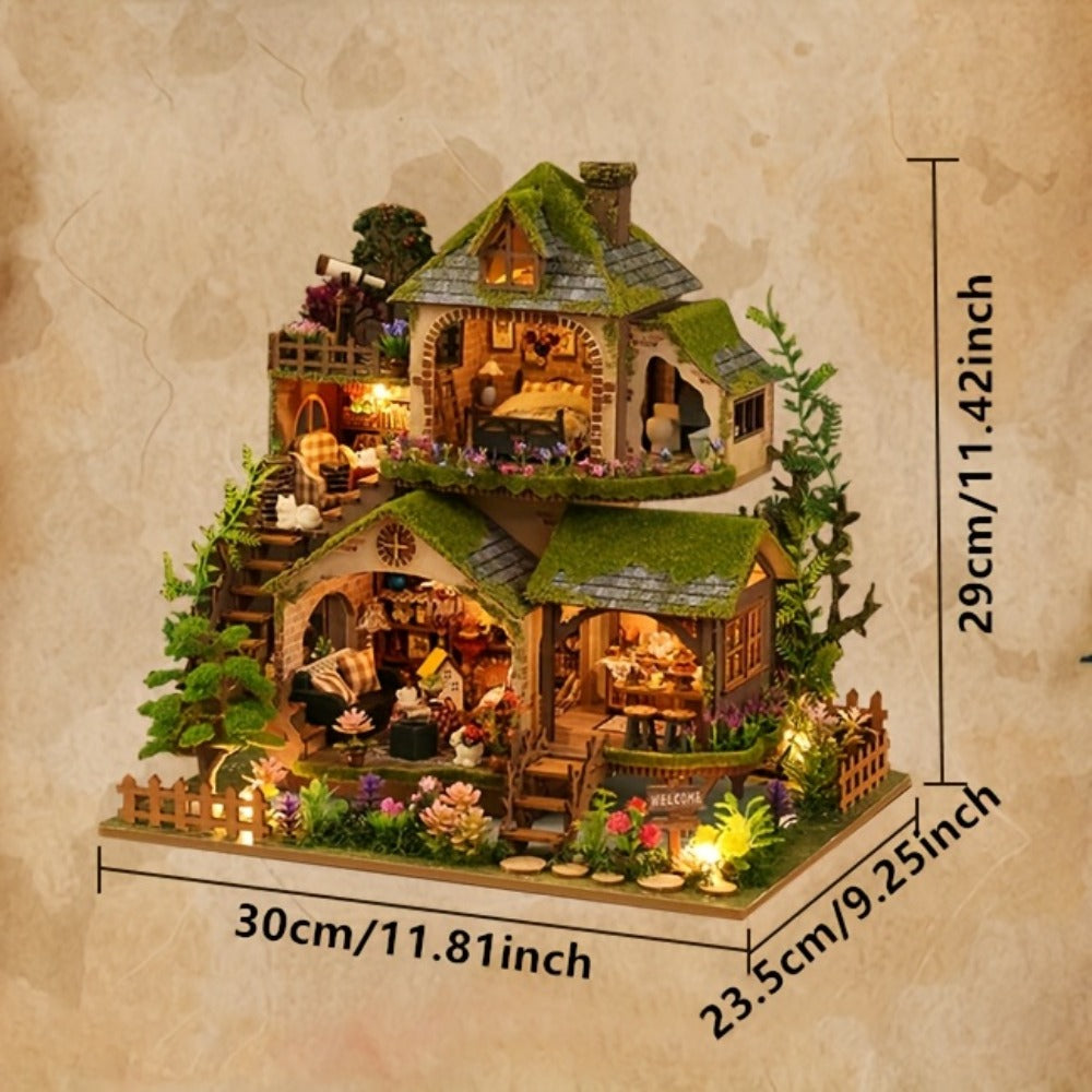 DIY Wooden Forest Hut Model Kit, No-Glue Miniature Cabin Puzzle