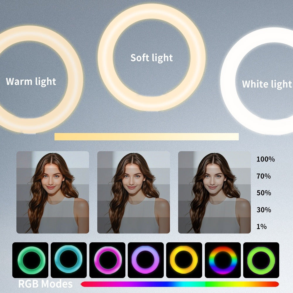 Ring Light 12 Inch Adjustable Brightness RGB with 63 Inch Floor Stand for Photo Selfie Video Recording Zoom Meetings Vlog Live Streaming TikTok YouTube Makeup