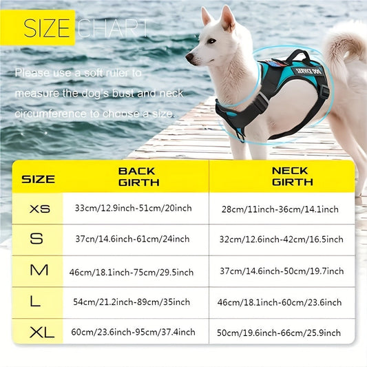 Reflective Dog Harness Vest with Top Handle, Adjustable Fit, XS–XL