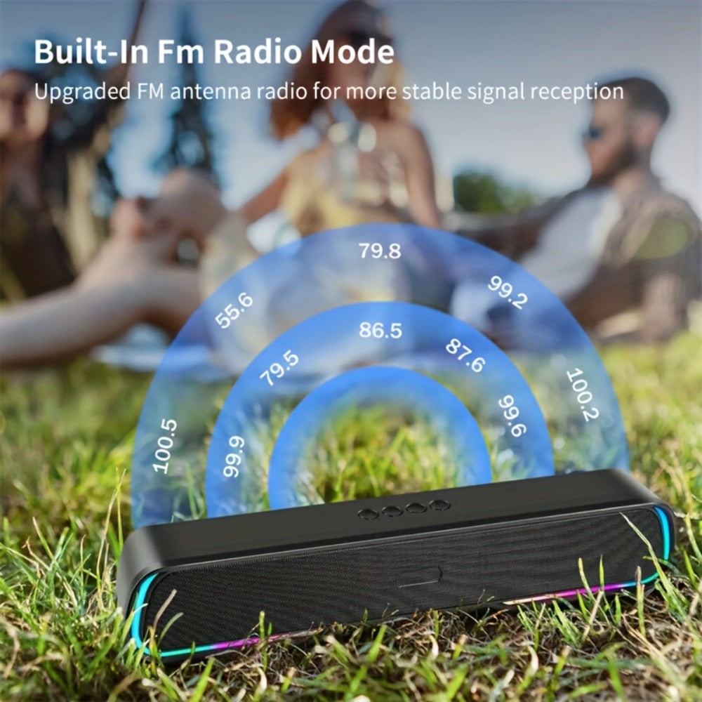 HiFi Soundbar with Subwoofer and RGB Lights, Bluetooth 5.0 Home Theater Speaker, FM Radio TF Card USB AUX TWS, Surround Sound for TV PC Laptop Gaming Console Smartphone Tablet