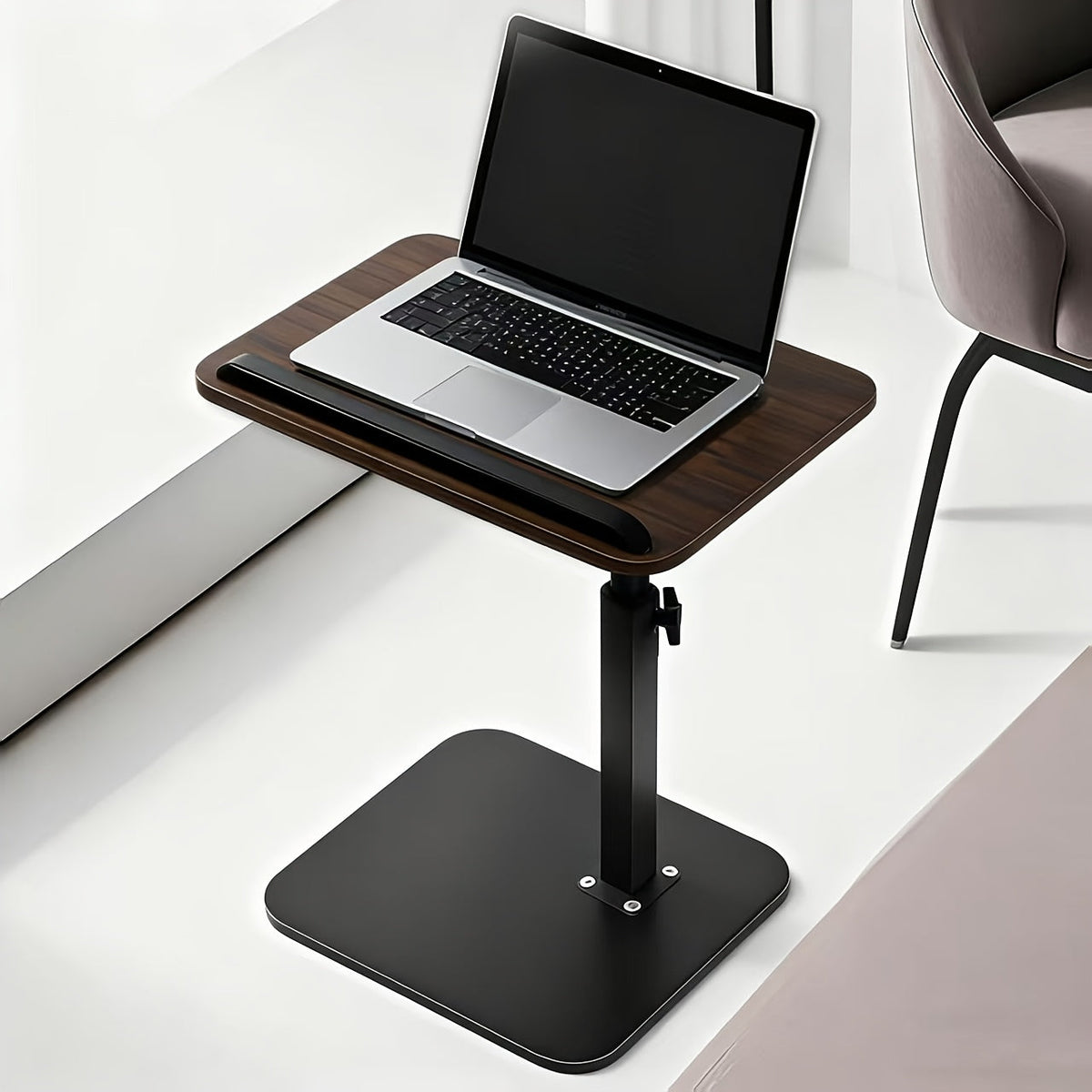 Laptop Stand Desk for Bed Rotatable 360° Angle Adjustable Foldable Sofa Couch Tray Table with Support Rod for Working Reading Movie Watching Home Office WFH Black Walnut