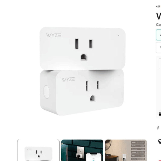 Wyze Smart Plug 2-Pack, 2.4GHz WiFi, Works with Alexa & Google Assistant, No Hub Required