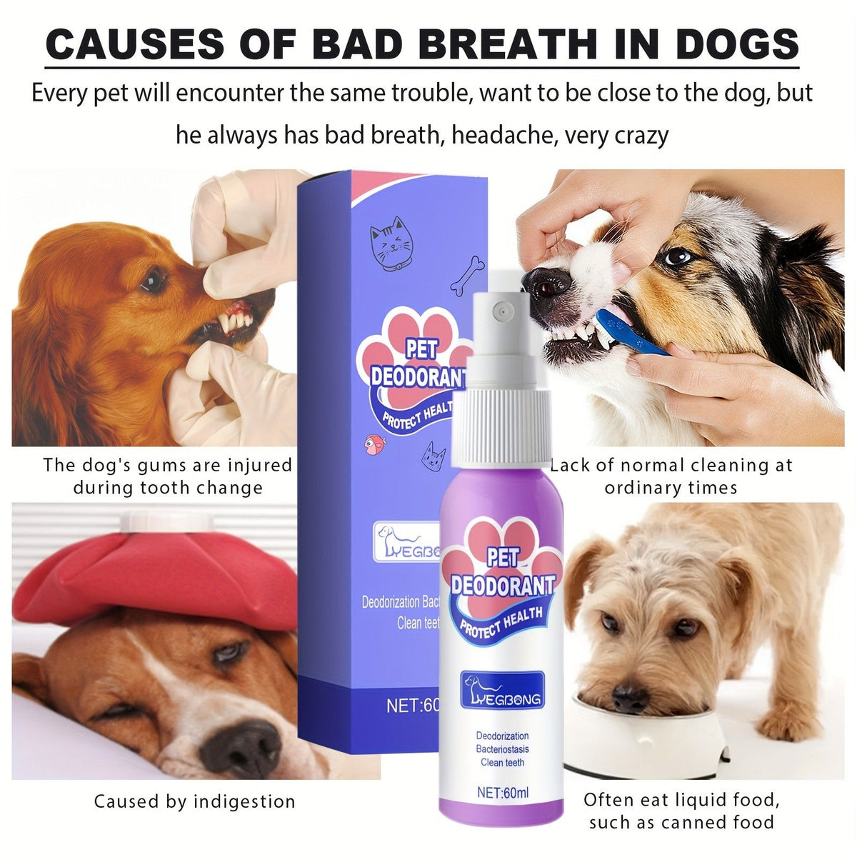 Pet Dental Spray for Dogs & Cats – Teeth Cleaning & Bad Breath Freshener, No-Brush Oral Care Spray for Plaque & Tartar Control, Safe Daily Use