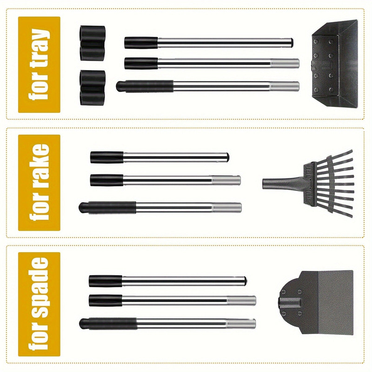 Dog Pooper Scooper Set - Stainless Steel Tray & Rake with Adjustable Long Handle, Rust-Proof Durable Pet Waste Removal Tool, Easy to Clean, Ideal for All Dog Breeds, Yard & Outdoor Use