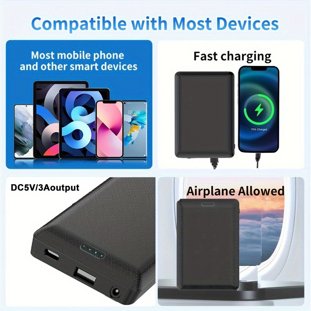 Heated Vest Power Bank 10000mAh DC 5V 3A Portable Charger for Heated Jacket Heated Gloves Heated Scarf & Electric Heating Equipment, Stable Output Rechargeable Battery Pack – 1pc or 2pcs Value Pack