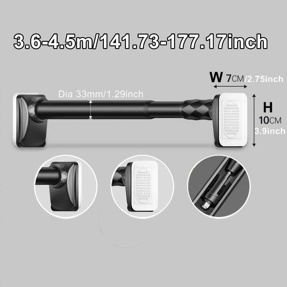 Telescopic Curtain Rod No Drill 15.75"-196.85" Adjustable Shower Curtain Rod 33mm for Large Windows