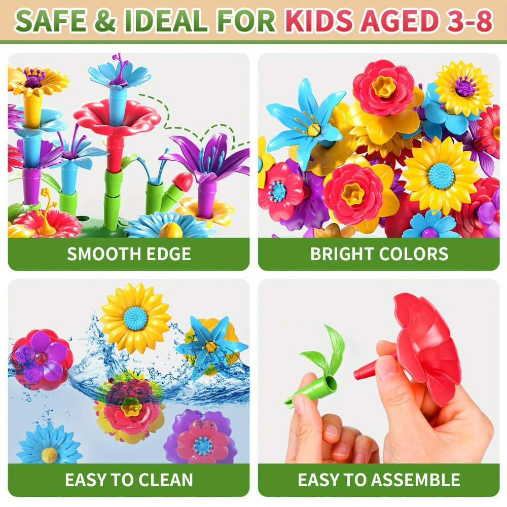 Flower Garden Building Toy Set, 235 Pieces, Floral Brick Construction Play for Kids Ages 3+