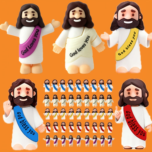 Mini Jesus Figurines in Bulk, 50, 100 or 150 Pieces in Five Colors