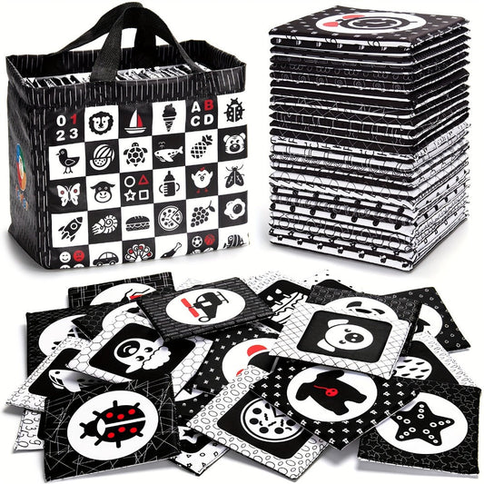 High Contrast Baby Flashcards, 64-Card Set in Black, White & Red
