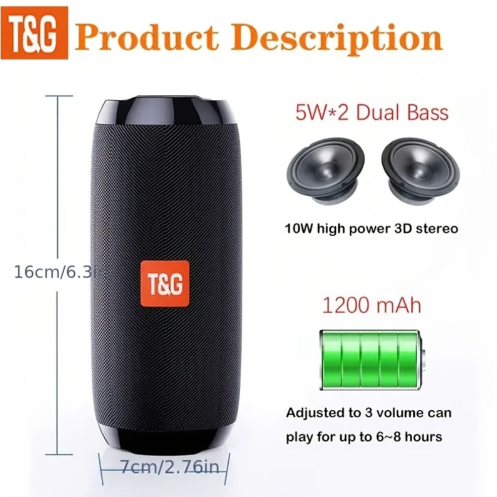 TG117 IPX4 TWS Stereo Bluetooth Speaker FM TF USB Type-C Rechargeable Portable Wireless Speaker for Phone Tablet TV Outdoor Party Birthday Christmas Gift