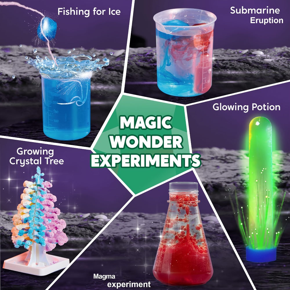 STEM Science Kit for Kids 50+ Experiments — Crystal Tree Growing Kit, Lava Lamp, Volcano Chemistry Set, Educational Science Toy Gift for Boys Girls Ages 6-12, Birthday Christmas Homeschool