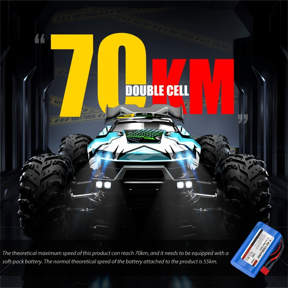 RC Off-Road Car 1:16 Scale 4WD, 70 KM/H 2.4GHz All-Terrain Monster Truck