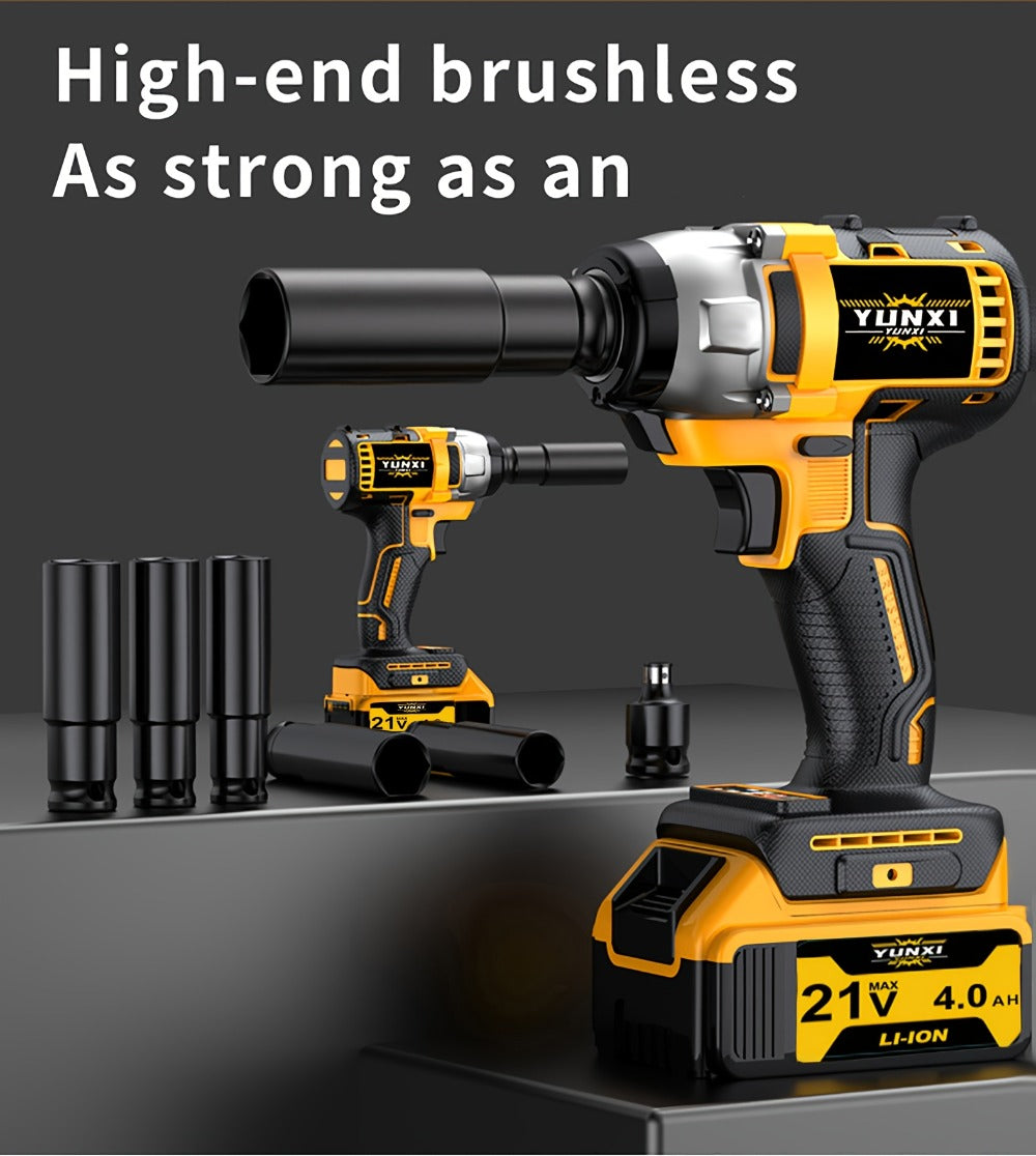 Cordless Impact Wrench 21V Brushless Electric Drill Set with 4000mAh Battery, Toolbox & Full Accessories, Wireless Power Drill for Automotive, Home & Industrial Use, Men's Gift