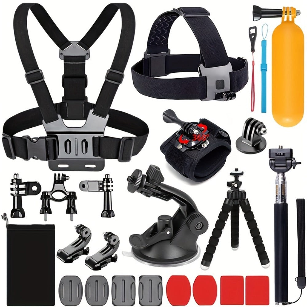 21-in-1 Action Camera Accessory Kit for GoPro Hero 12 11 10 9 8 7 6 5 4, Session, Fusion, Insta360, DJI, SJCAM, AKASO & More | Complete Mounting & Accessories Bundle