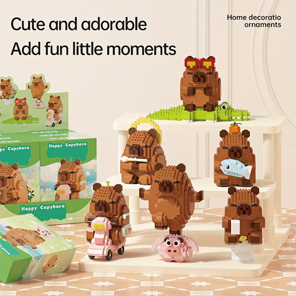 Capybara Micro Brick Scene Building Set with 4 Design Options