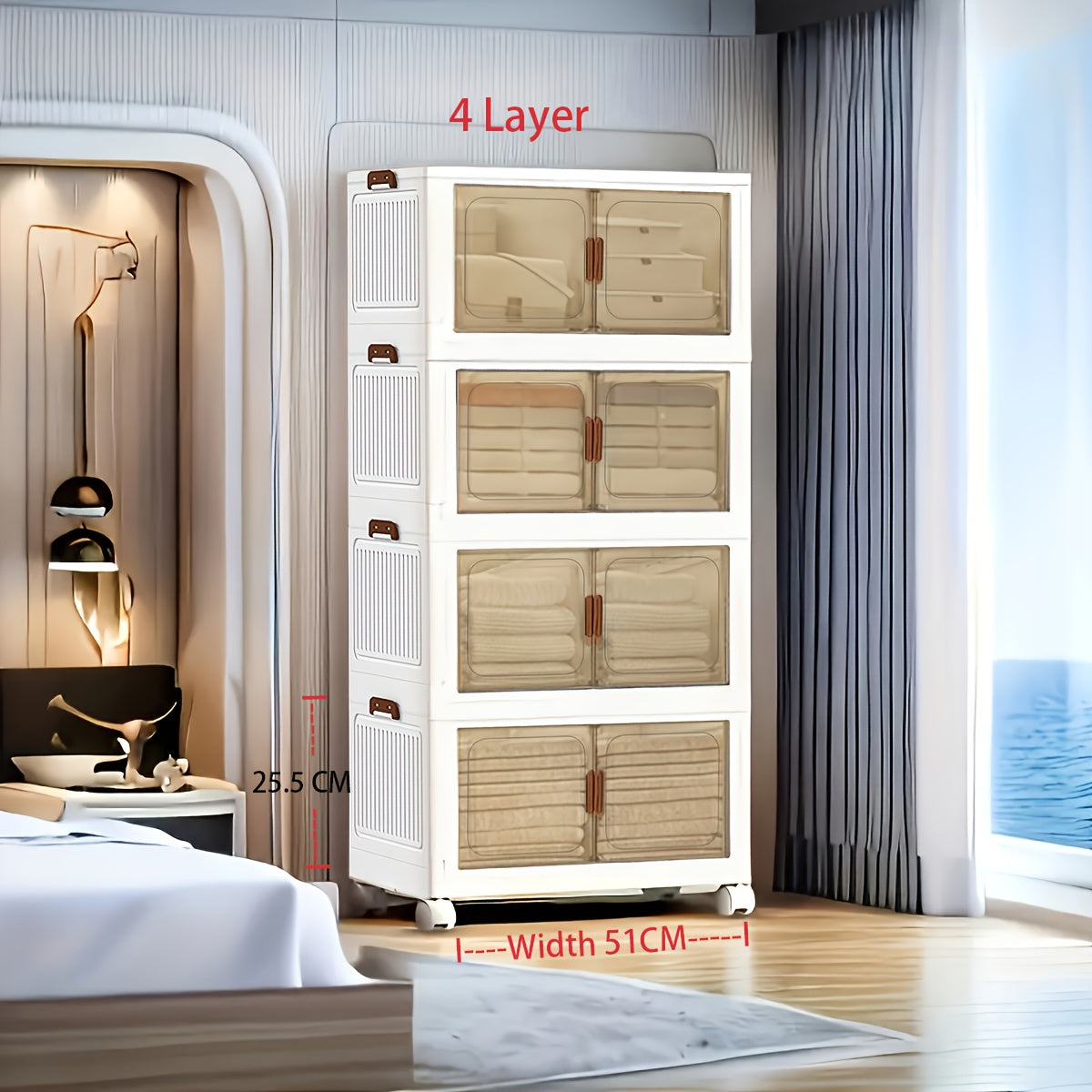 Foldable Storage Cabinet with Door – Multi-Layer Stackable Storage Box for Shoes, Clothes & Books | Large Closet Organizer for Bedroom, Bathroom, Kitchen, Office & Wardrobe
