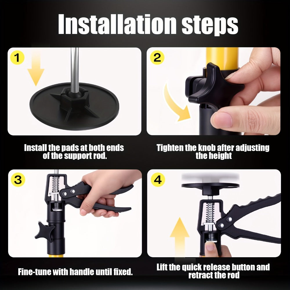 Telescopic Support Rods 2-Pack Third Hand Support System – 11.8–45.3 Inch Adjustable Steel Props, 88 lb Load Capacity, Thickened Base, for Drywall, Cabinet, Panel & Ceiling Installation
