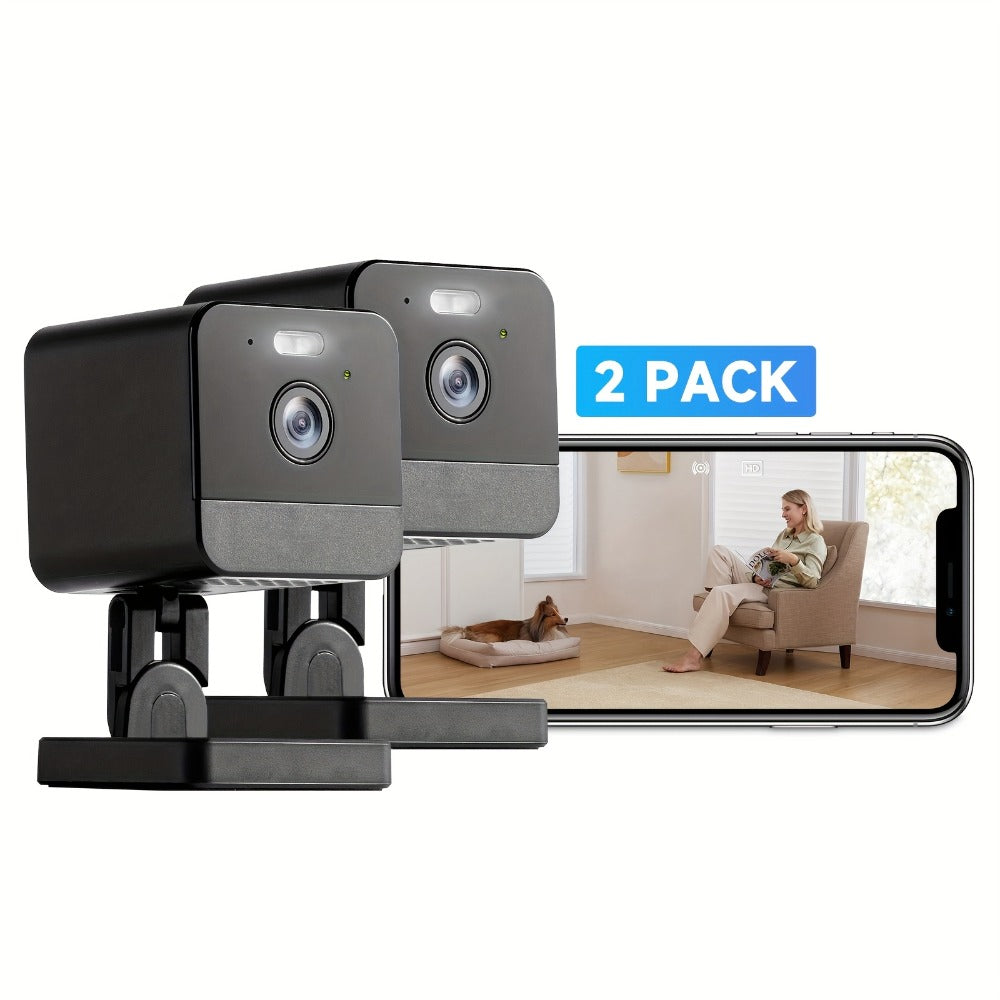 1080P Wireless Security Camera 2-Pack & 4-Pack with Dual-Band WiFi 2.4G & 5G, Motion Detection, Baby Monitor, Night Vision, Two-Way Talk, Siren Alert, Cloud & 256GB SD Card Support – Indoor Home Surveillance