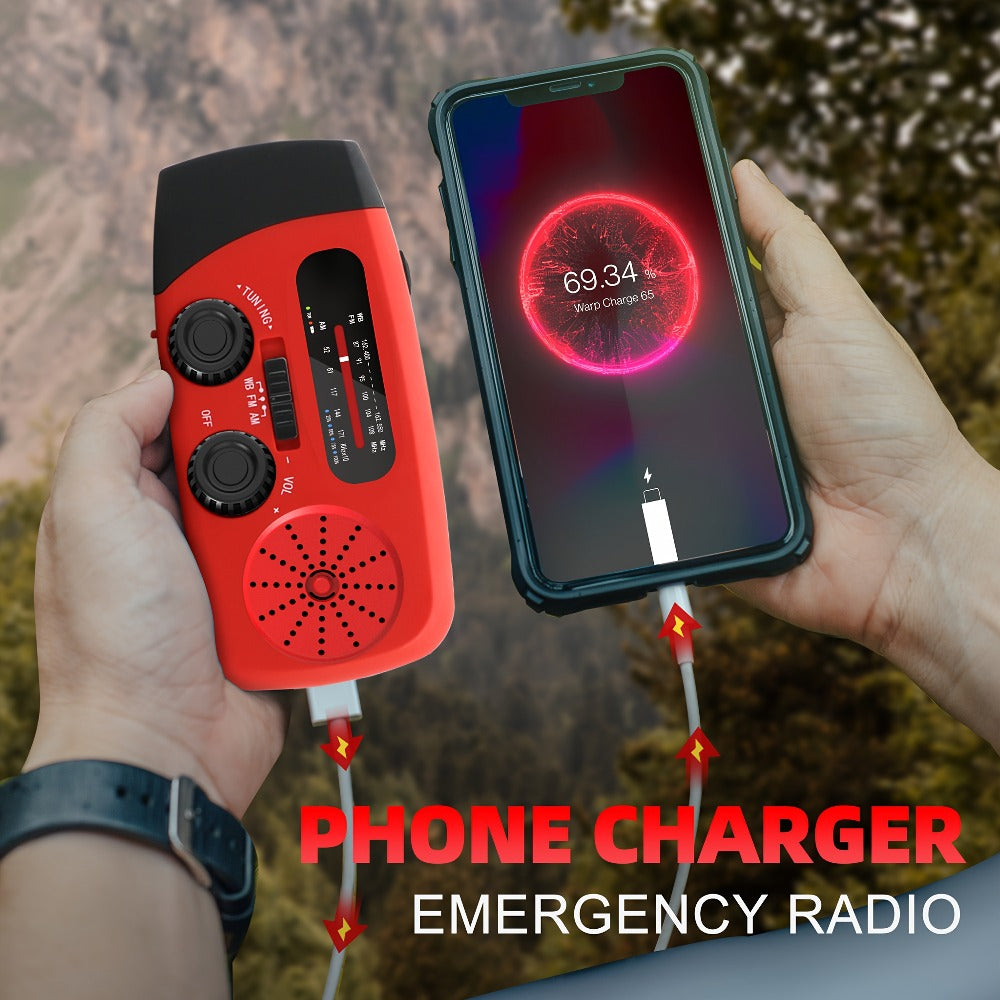 NOAA Emergency Weather Radio Solar Hand Crank with 2000mAh Power Bank & LED Flashlight – AM/FM/NOAA Portable Survival Radio, USB Charging, Solar Powered, Hurricane & Winter Storm Preparedness Gear