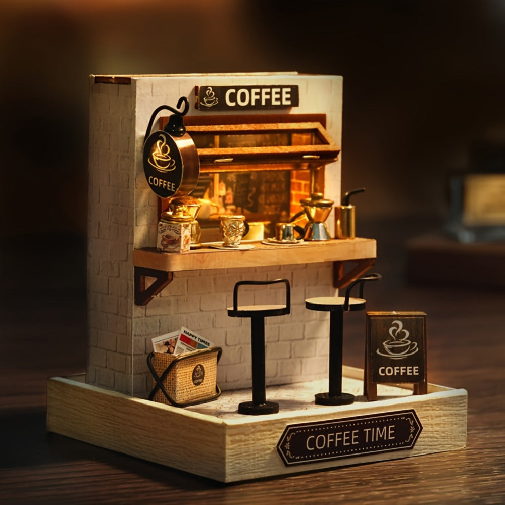 DIY Wooden Miniature Shop Kit with Dust Cover in Four Themes