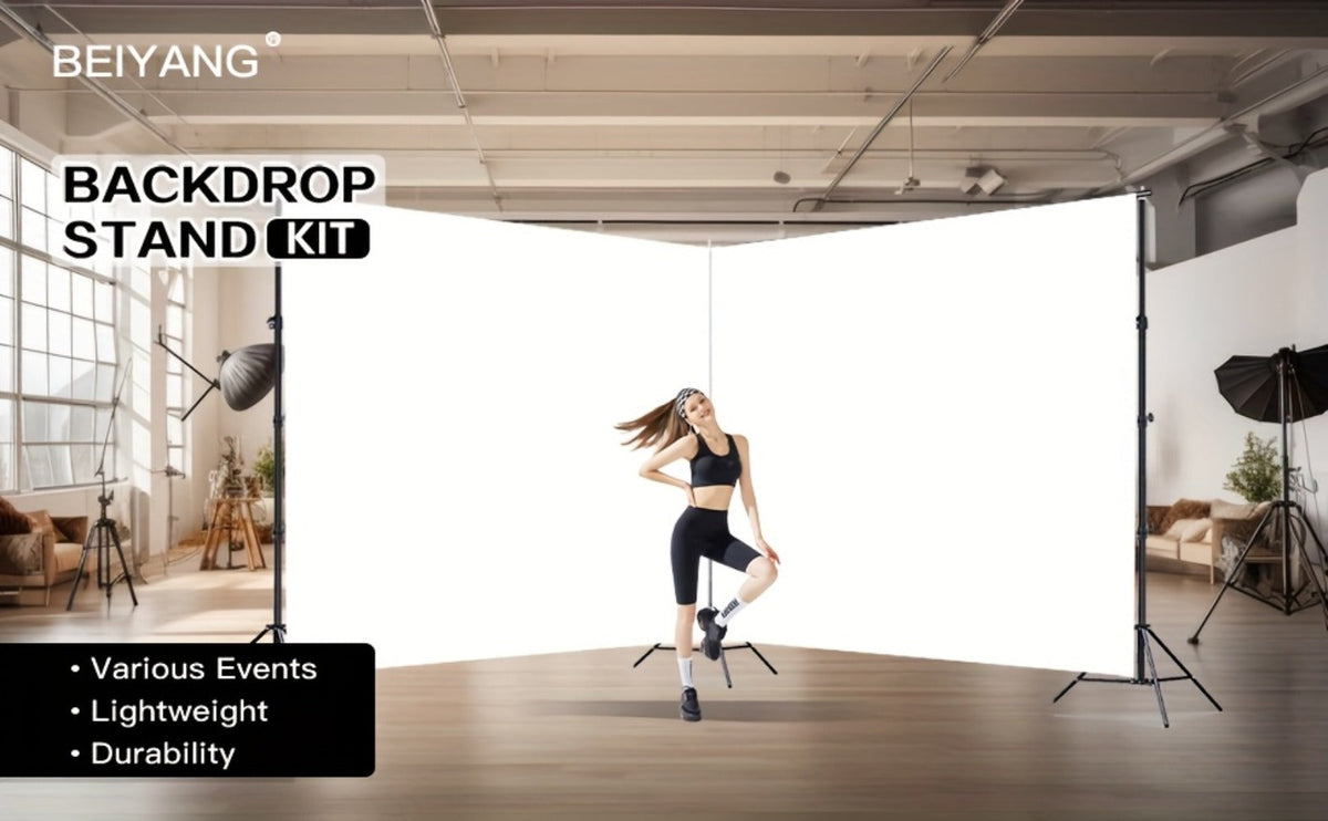 10x20ft Backdrop Stand Kit – BEIYANG Adjustable Iron Background Support System with Carrying Bag & Clamps for Photography Studio, Video, Birthday Parties & Trade Show Display