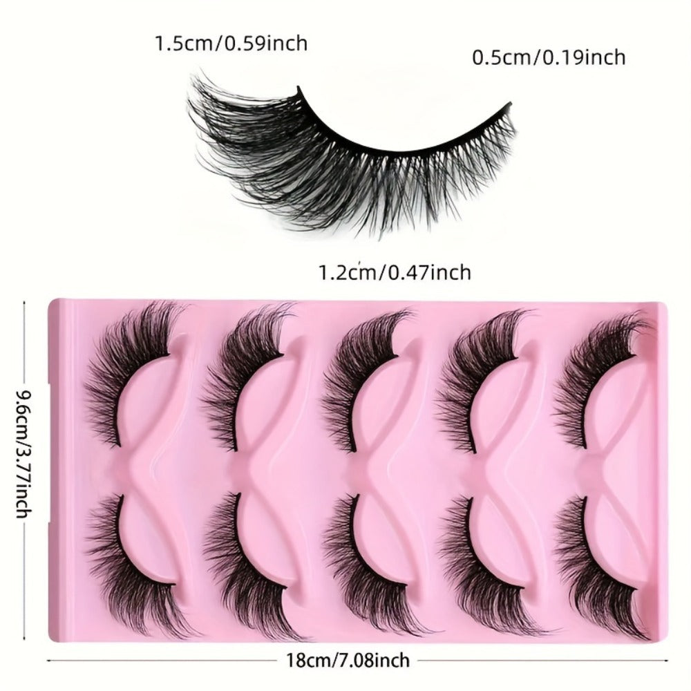 180 Pairs False Eyelashes Bulk Value Pack — Long Thick Cat Eye Strip Lashes, 6 Packs of 30 Pairs Flexible Clear Band Reusable Wispy Lashes for Glamorous Eye Makeup, Holiday Gift & Everyday Wear
