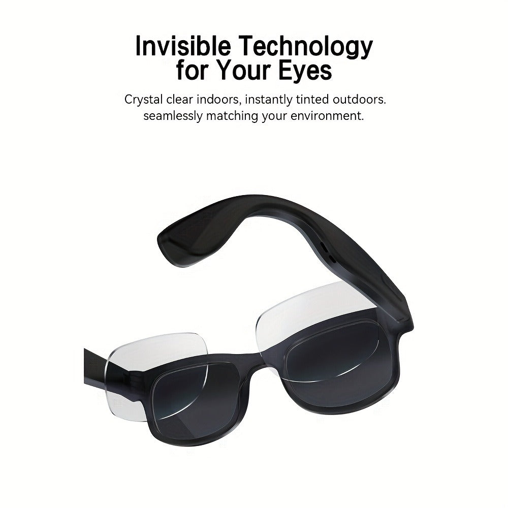 Smart Glasses with Camera 8MP Dual Lens 1080P HD – AI Auto Color Change, Air Conduction 360° Sound, Dual Mic, 290mAh Battery, 3 Lenses, Black & Transparent Frame
