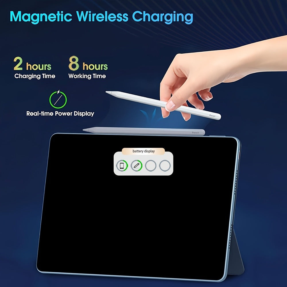 iPad Stylus Pencil 2nd Generation Magnetic Wireless Charging Palm Rejection Tilt Sensitivity Compatible with iPad Pro 11 12.9 2018-2024 iPad Air 3-6 iPad Mini 5-7 iPad 6th-10th Gen Includes 3 Tips – White