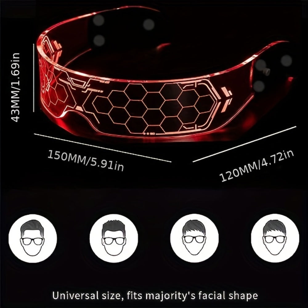 LED Visor Glasses 2 Pack, Cyberpunk Light Up Glasses with 7 Colors and 5 Modes for Parties