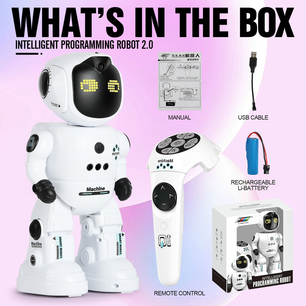 Gesture Control RC Robot Toy for Kids – Voice Recording, Programming, EMO LED Infrared Intelligent Interactive Robot, STEM Gift for Boys Girls Ages 6 7 8 9 10, Birthday Christmas (Green/Blue/Yellow)