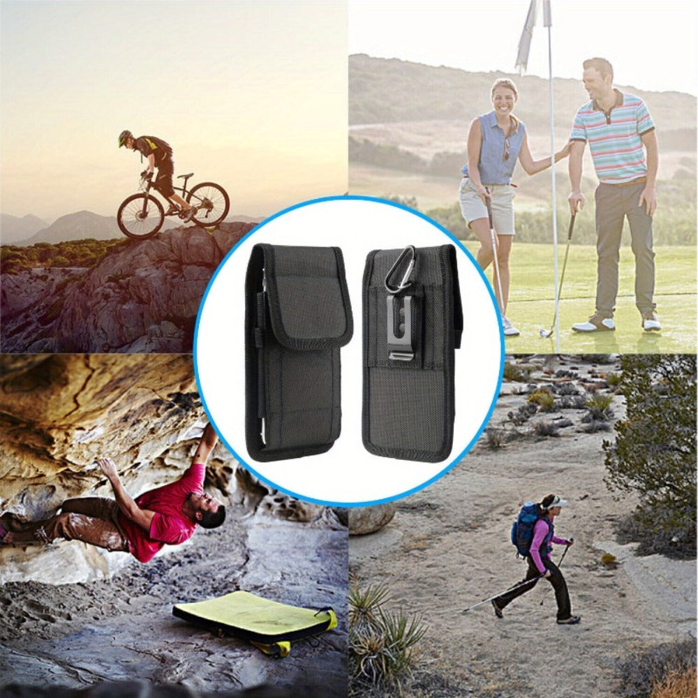 Belt Clip Phone Holster Pouch Universal 5.5–6.5 Inch Nylon Vertical Cell Phone Case Keychain Loop Pen Slot for iPhone Samsung Moto Android – Outdoor Hiking Work Construction Carry