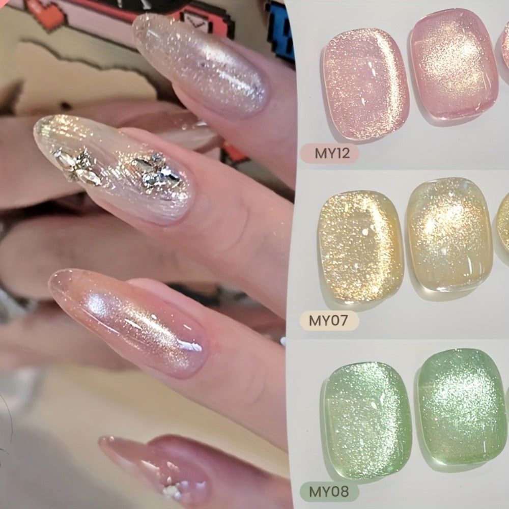 BORN PRETTY Cat Eye Gel Polish 6PCS Flowing Series Magnetic 10ml Alcohol Free Soak Off LED UV 30-Day Wear – Flowing Cat Eye Nail Art Gel Set for Salon & DIY Manicure, Nail Gift for Women