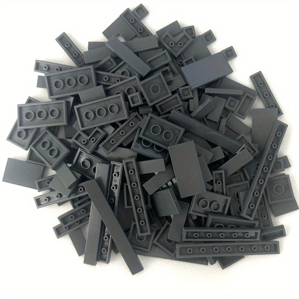 Bulk Smooth Flat Tile Building Blocks, Approx. 150 Pieces, 1x1 1x2 & 1x6