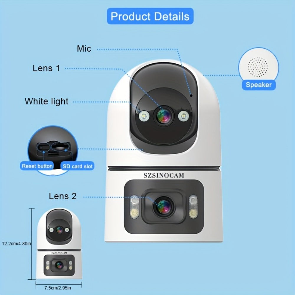 4K Dual Lens Security Camera WiFi Outdoor - 2160P Ultra HD, Dual Band 2.4G & 5GHz, Color Night Vision, Rain Proof, Tamper Detection, Two-Way Audio, Wall Mount for Home Indoor & Outdoor Surveillance