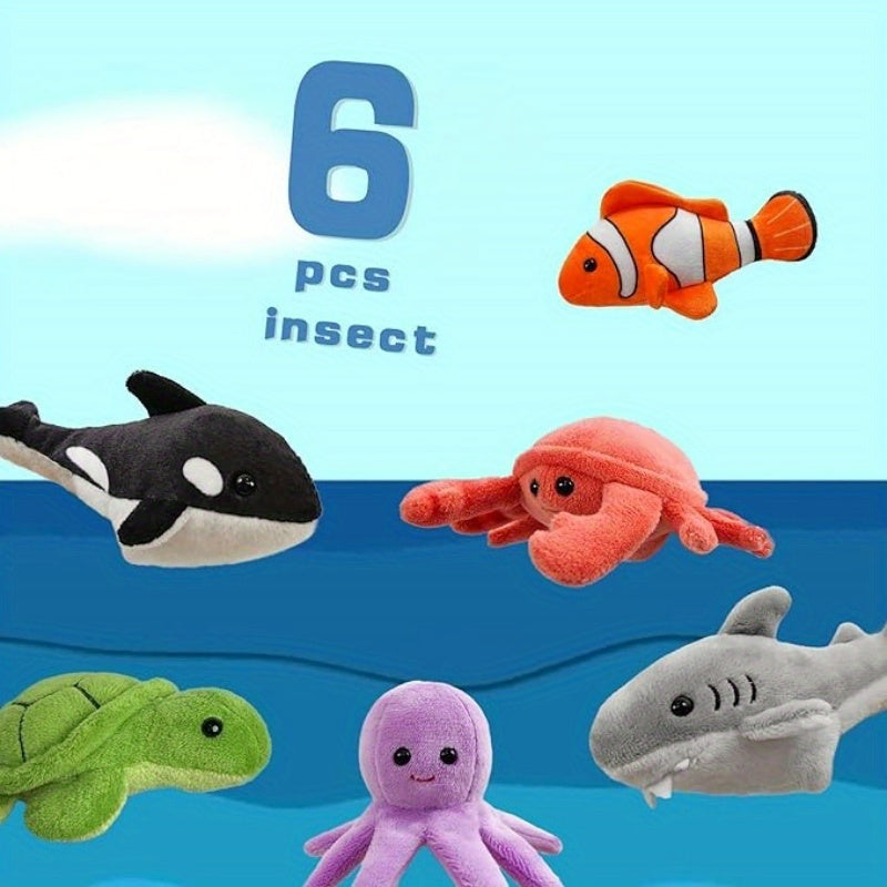 Sea Animal Finger Puppets Set, 6 Piece Ocean Creature Puppets for Storytelling and Role Play