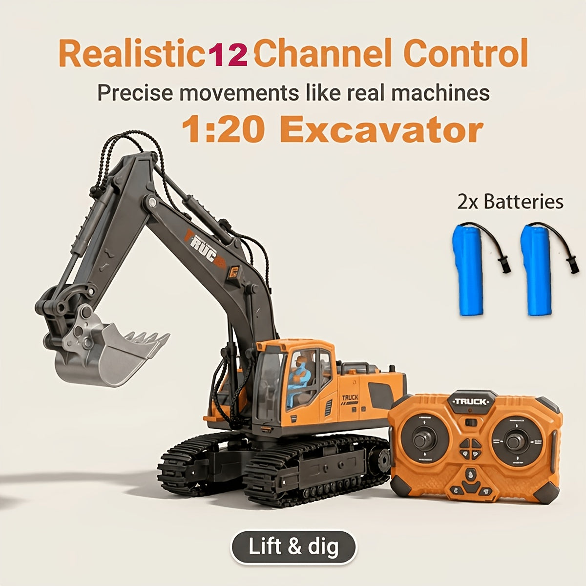 RC Construction Truck – 1:24 Scale Alloy Remote Control Bulldozer, Dump Truck & Excavator Toy