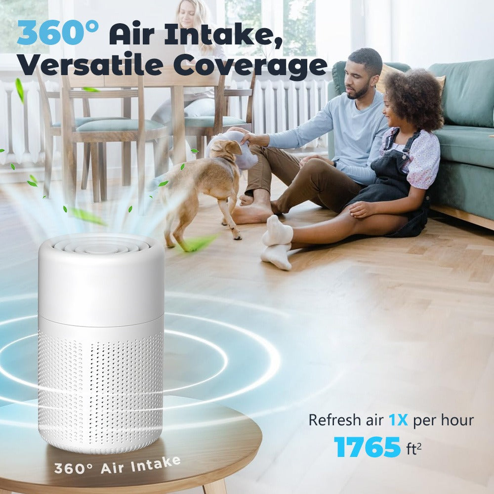 HEPA 3-in-1 Air Purifier with Air Quality Sensor & Sleep Mode | Removes Pet Odors, Allergens, Dust & Smoke | Compact Quiet Air Cleaner for Bedroom, Office & Living Room | Pet Friendly White