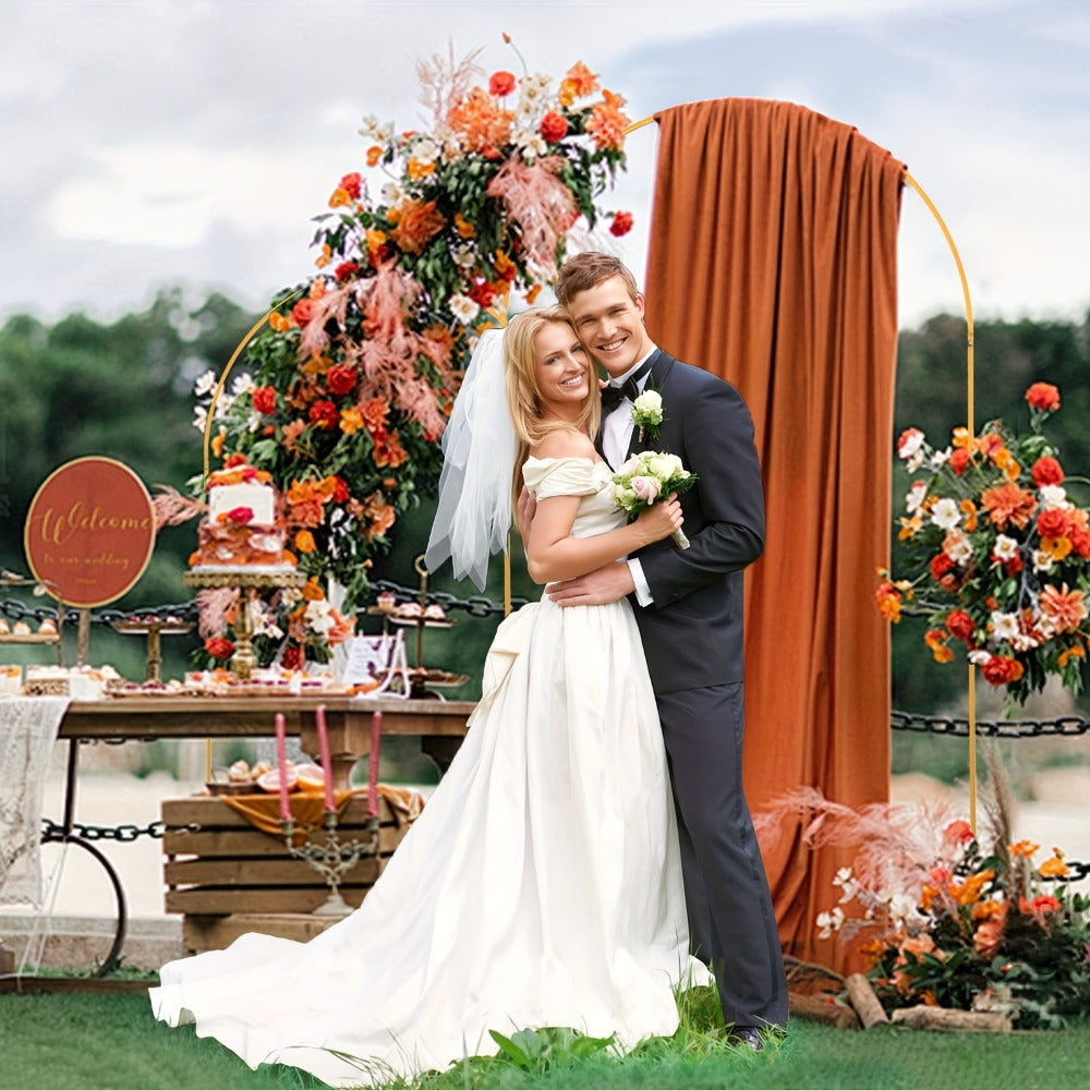 Metal Arch Backdrop Stand Set of 2 (7.2FT + 6FT) – Gold Wedding Arch Frame for Balloon & Flower Decoration, Ideal for Wedding Ceremony, Baby Shower, Birthday Party & Holiday Events