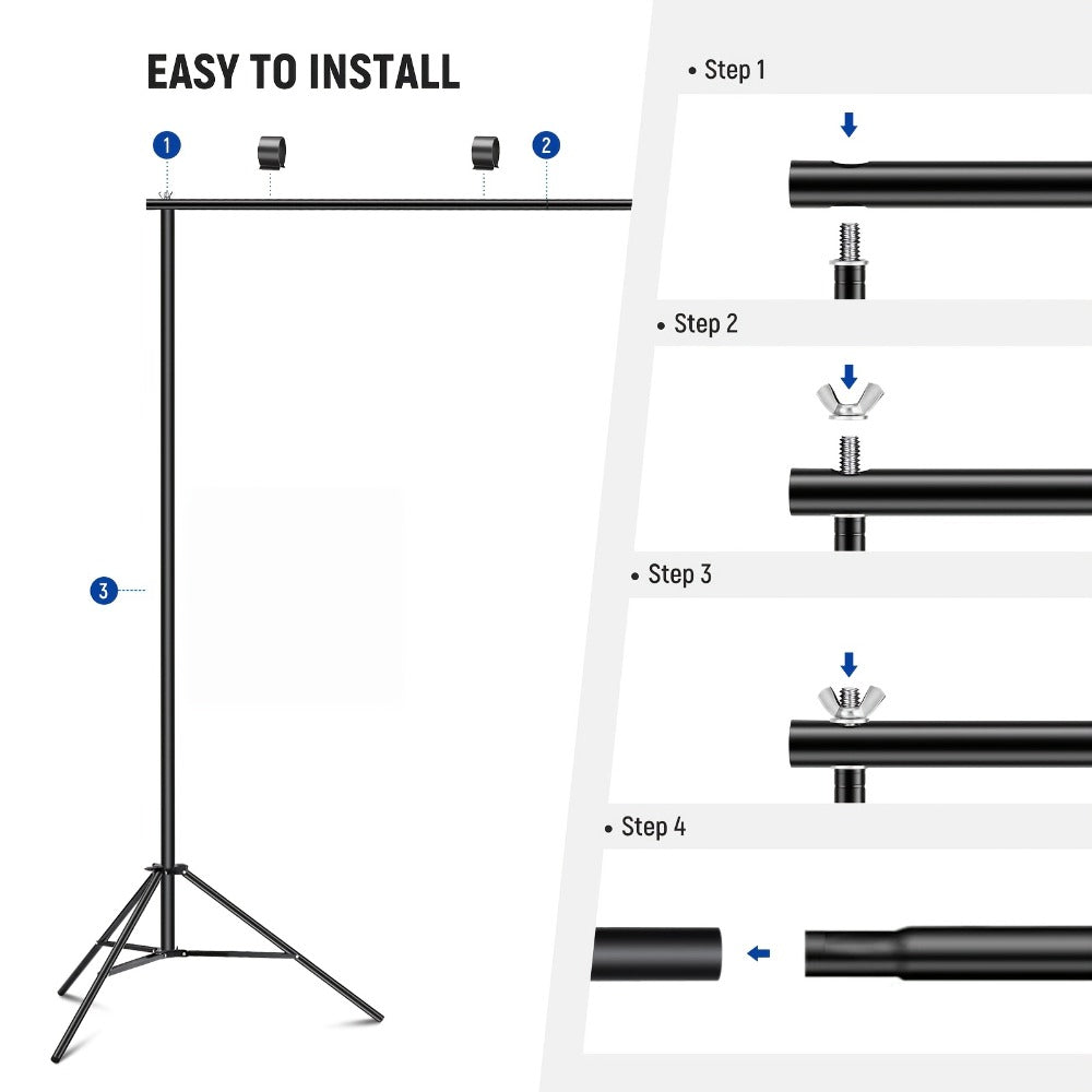 Backdrop Stand 9x6.5ft Adjustable Photography Banner Support Stand for Party Wedding Baby Shower Graduation Photoshoot Projector Screen Movie Night Balloon Arch Event Decoration